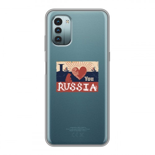 Полупрозрачный дизайнерский пластиковый чехол для Nokia G11 Российский флаг