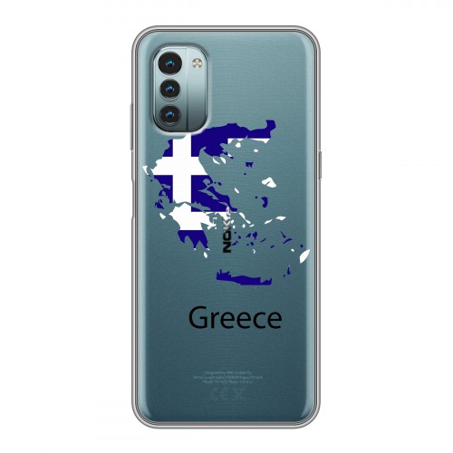 Полупрозрачный дизайнерский пластиковый чехол для Nokia G11 флаг греции
