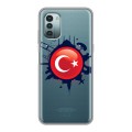 Полупрозрачный дизайнерский пластиковый чехол для Nokia G11 Флаг Турции