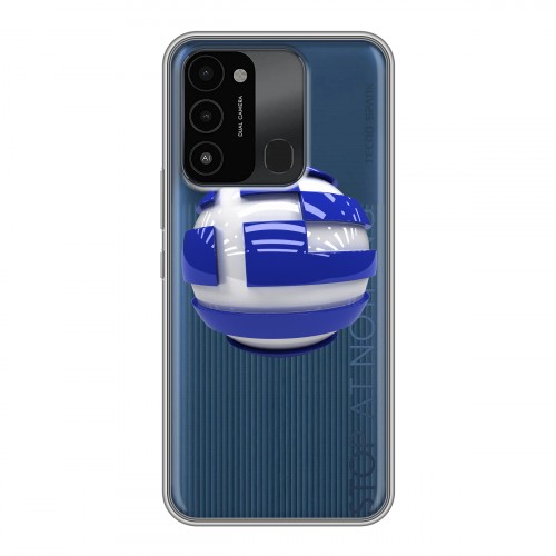 Полупрозрачный дизайнерский силиконовый с усиленными углами чехол для Tecno Spark Go 2022 флаг греции