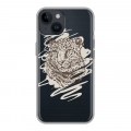 Дизайнерский пластиковый чехол для Iphone 14 Прозрачные леопарды
