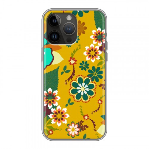 Дизайнерский силиконовый с усиленными углами чехол для Iphone 14 Pro Max Цветочные паттерны