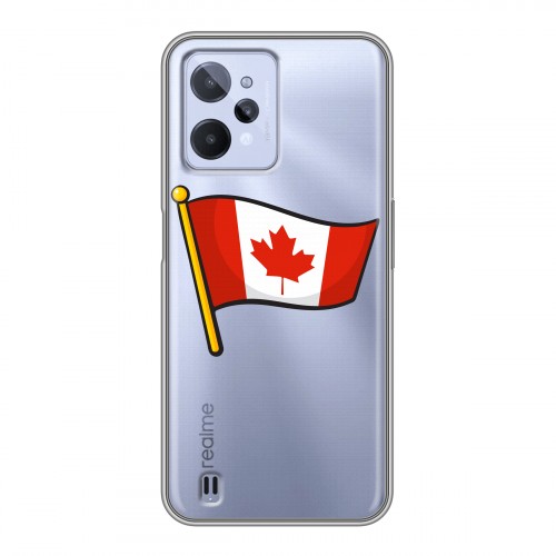 Полупрозрачный дизайнерский пластиковый чехол для Realme C31 Флаг Канады