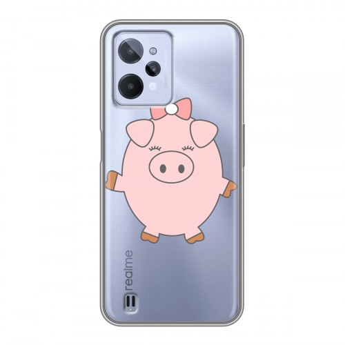 Полупрозрачный дизайнерский пластиковый чехол для Realme C31 Прозрачные свинки