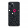 Полупрозрачный дизайнерский пластиковый чехол для Iphone 14 Plus Прозрачные поцелуи