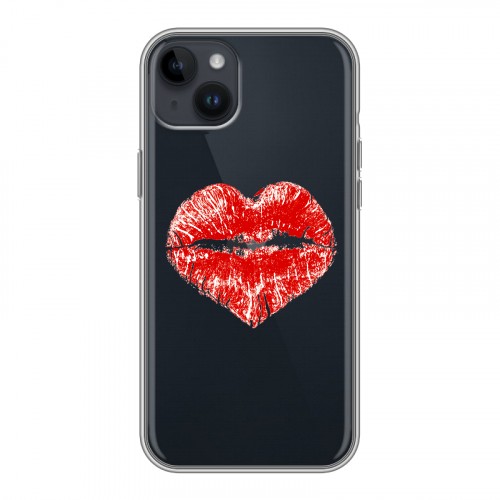 Полупрозрачный дизайнерский пластиковый чехол для Iphone 14 Plus Прозрачные поцелуи