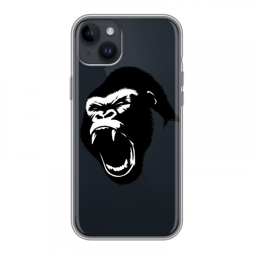 Полупрозрачный дизайнерский пластиковый чехол для Iphone 14 Plus Прозрачные обезьяны