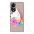 Дизайнерский силиконовый чехол для Huawei Honor X7 Животные с цветами