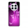 Дизайнерский силиконовый с усиленными углами чехол для Huawei Mate 50 Pro Бабочки фиолетовые