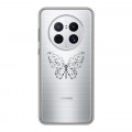 Полупрозрачный дизайнерский пластиковый чехол для Huawei Mate 50 Pro прозрачные Бабочки 
