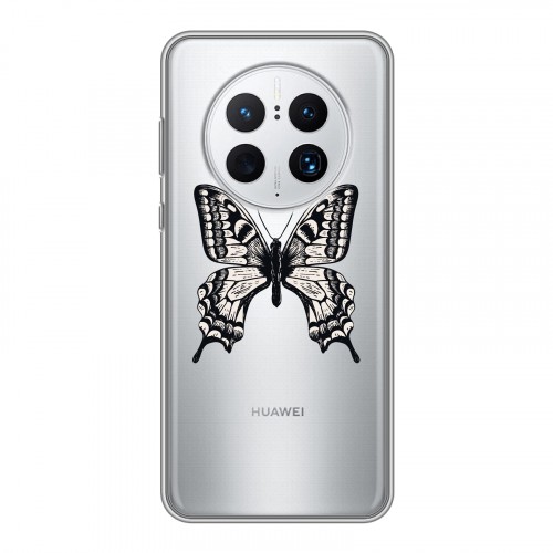 Полупрозрачный дизайнерский силиконовый с усиленными углами чехол для Huawei Mate 50 Pro прозрачные Бабочки 