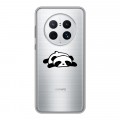 Полупрозрачный дизайнерский силиконовый чехол для Huawei Mate 50 Pro Прозрачные панды - смайлики