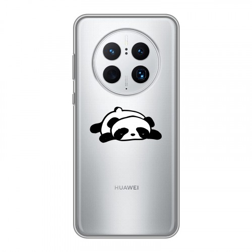 Полупрозрачный дизайнерский силиконовый с усиленными углами чехол для Huawei Mate 50 Pro Прозрачные панды - смайлики
