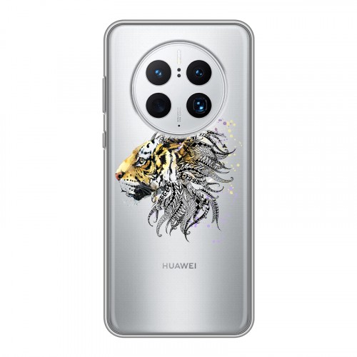 Полупрозрачный дизайнерский пластиковый чехол для Huawei Mate 50 Pro Прозрачные тигры