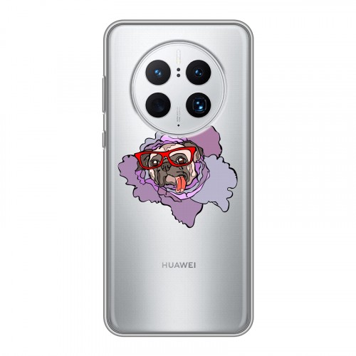 Полупрозрачный дизайнерский силиконовый с усиленными углами чехол для Huawei Mate 50 Pro Собаки