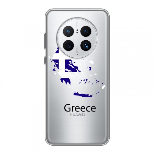 Полупрозрачный дизайнерский силиконовый с усиленными углами чехол для Huawei Mate 50 Pro флаг греции