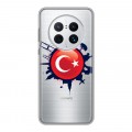 Полупрозрачный дизайнерский силиконовый с усиленными углами чехол для Huawei Mate 50 Pro Флаг Турции