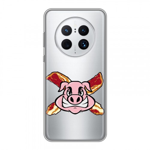Полупрозрачный дизайнерский силиконовый чехол для Huawei Mate 50 Pro Прозрачные свинки