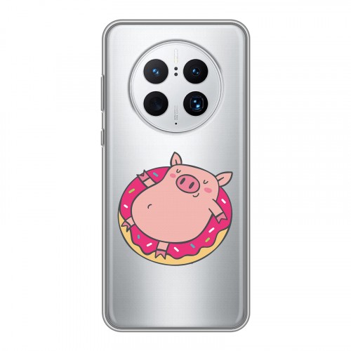 Полупрозрачный дизайнерский пластиковый чехол для Huawei Mate 50 Pro Прозрачные свинки