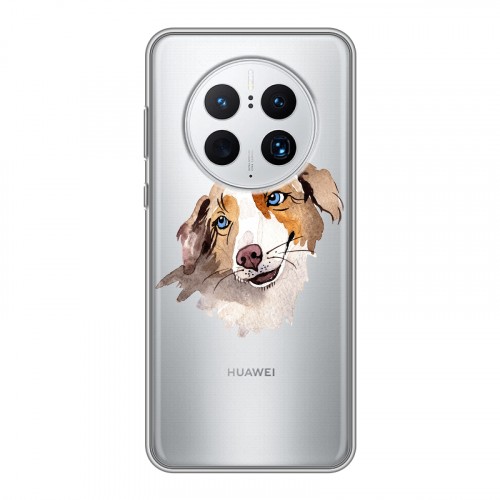Полупрозрачный дизайнерский силиконовый чехол для Huawei Mate 50 Pro Прозрачные собаки