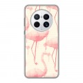 Дизайнерский силиконовый чехол для Huawei Mate 50 Pro Розовые фламинго