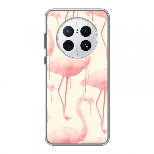 Дизайнерский силиконовый с усиленными углами чехол для Huawei Mate 50 Pro Розовые фламинго