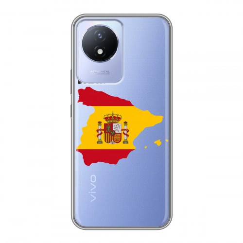 Полупрозрачный дизайнерский пластиковый чехол для Vivo Y02 флаг Испании