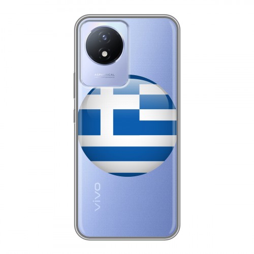 Полупрозрачный дизайнерский пластиковый чехол для Vivo Y02 флаг греции