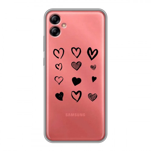 Полупрозрачный дизайнерский пластиковый чехол для Samsung Galaxy A04e Прозрачные сердечки