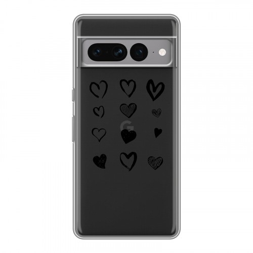Полупрозрачный дизайнерский силиконовый чехол для Google Pixel 7 Pro Прозрачные сердечки