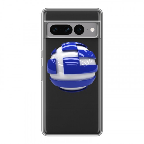 Полупрозрачный дизайнерский силиконовый с усиленными углами чехол для Google Pixel 7 Pro флаг греции