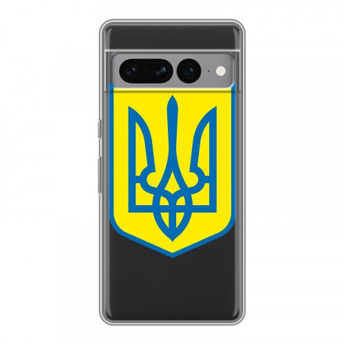 Полупрозрачный дизайнерский силиконовый чехол для Google Pixel 7 Pro Флаг Украины