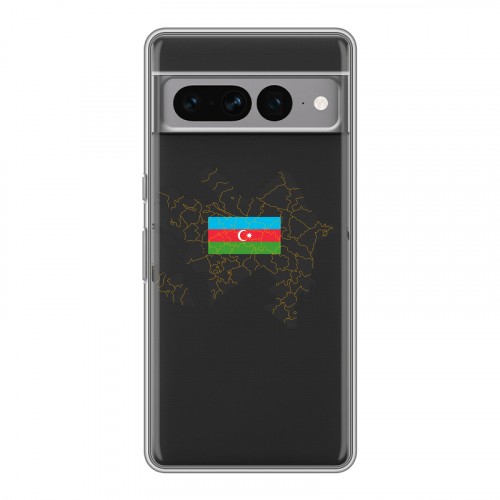 Полупрозрачный дизайнерский силиконовый с усиленными углами чехол для Google Pixel 7 Pro Флаг Азербайджана
