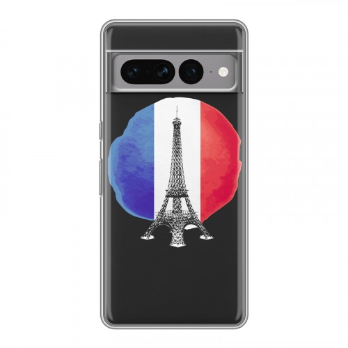Полупрозрачный дизайнерский силиконовый с усиленными углами чехол для Google Pixel 7 Pro Флаг Франции