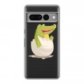Полупрозрачный дизайнерский силиконовый чехол для Google Pixel 7 Pro Прозрачные крокодилы
