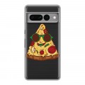 Полупрозрачный дизайнерский силиконовый чехол для Google Pixel 7 Pro Прозрачная Пицца