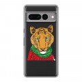 Полупрозрачный дизайнерский силиконовый с усиленными углами чехол для Google Pixel 7 Pro Прозрачные тигры
