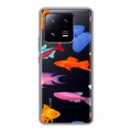 Полупрозрачный дизайнерский пластиковый чехол для Xiaomi 13 Pro Прозрачные рыбы