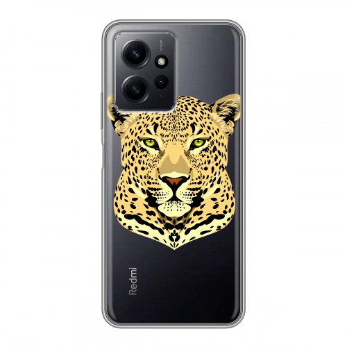 Дизайнерский силиконовый с усиленными углами чехол для Xiaomi RedMi Note 12 Прозрачные леопарды