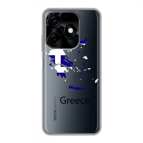 Полупрозрачный дизайнерский силиконовый чехол для Tecno Spark 10C флаг греции