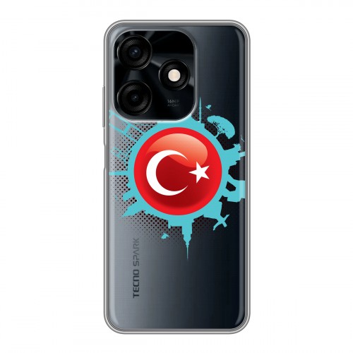 Полупрозрачный дизайнерский силиконовый чехол для Tecno Spark 10C Флаг Турции