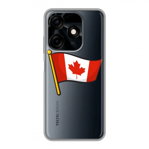 Полупрозрачный дизайнерский силиконовый чехол для Tecno Spark 10C Флаг Канады