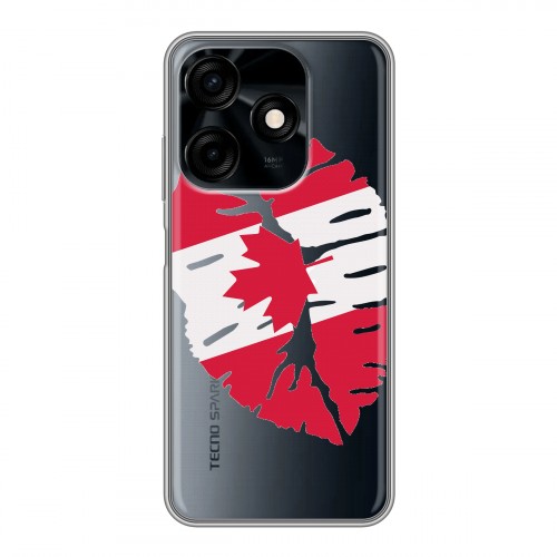 Полупрозрачный дизайнерский силиконовый чехол для Tecno Spark 10C Флаг Канады