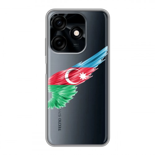 Полупрозрачный дизайнерский силиконовый чехол для Tecno Spark 10C Флаг Азербайджана