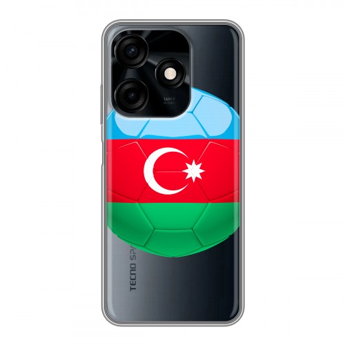 Полупрозрачный дизайнерский силиконовый чехол для Tecno Spark 10C Флаг Азербайджана