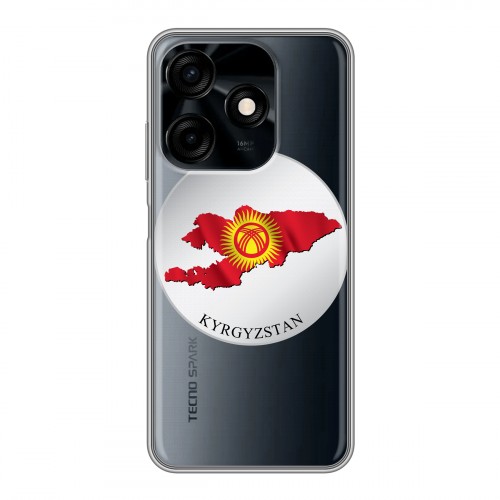 Полупрозрачный дизайнерский силиконовый чехол для Tecno Spark 10C флаг Киргизии
