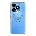 Полупрозрачный дизайнерский силиконовый с усиленными углами чехол для Tecno Spark 10 прозрачные Бабочки 