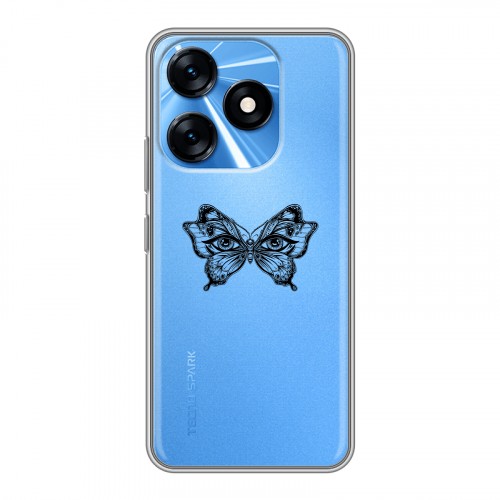 Полупрозрачный дизайнерский силиконовый с усиленными углами чехол для Tecno Spark 10 прозрачные Бабочки 
