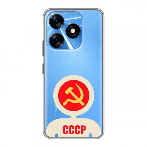 Полупрозрачный дизайнерский силиконовый с усиленными углами чехол для Tecno Spark 10 Флаг СССР