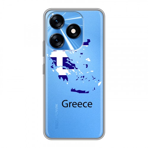 Полупрозрачный дизайнерский силиконовый с усиленными углами чехол для Tecno Spark 10 флаг греции